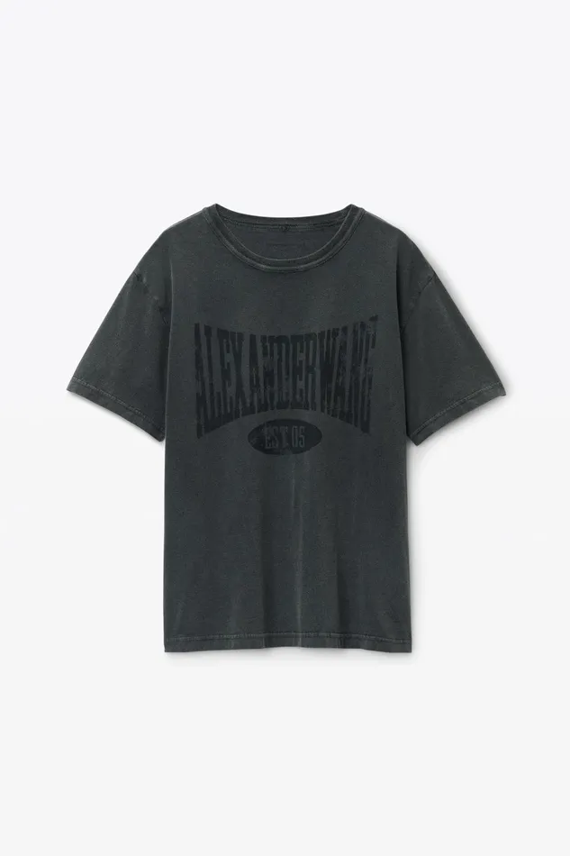 Alexander Wang TShirts Distressed Logo Cotton Tee 8211 Women