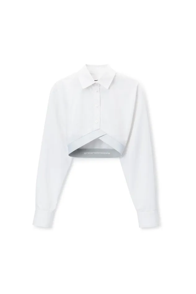 Alexander Wang Tops and Shirts Cropped Shirt In Organic Cotton With Logo Elastic 8211 Women