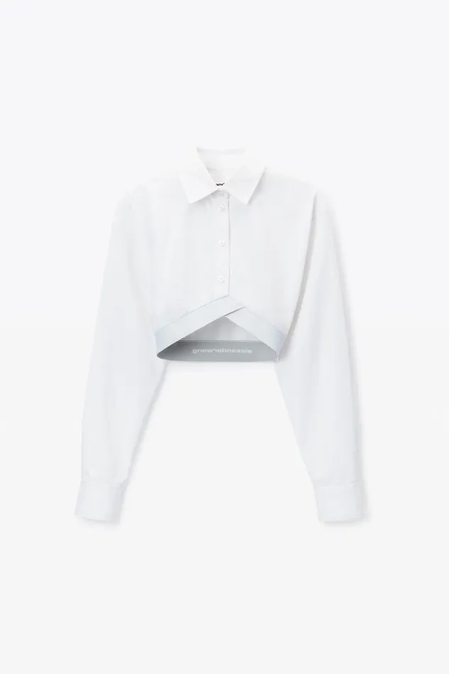 Alexander Wang Tops and Shirts Cropped Shirt In Organic Cotton With Logo Elastic 8211 Women