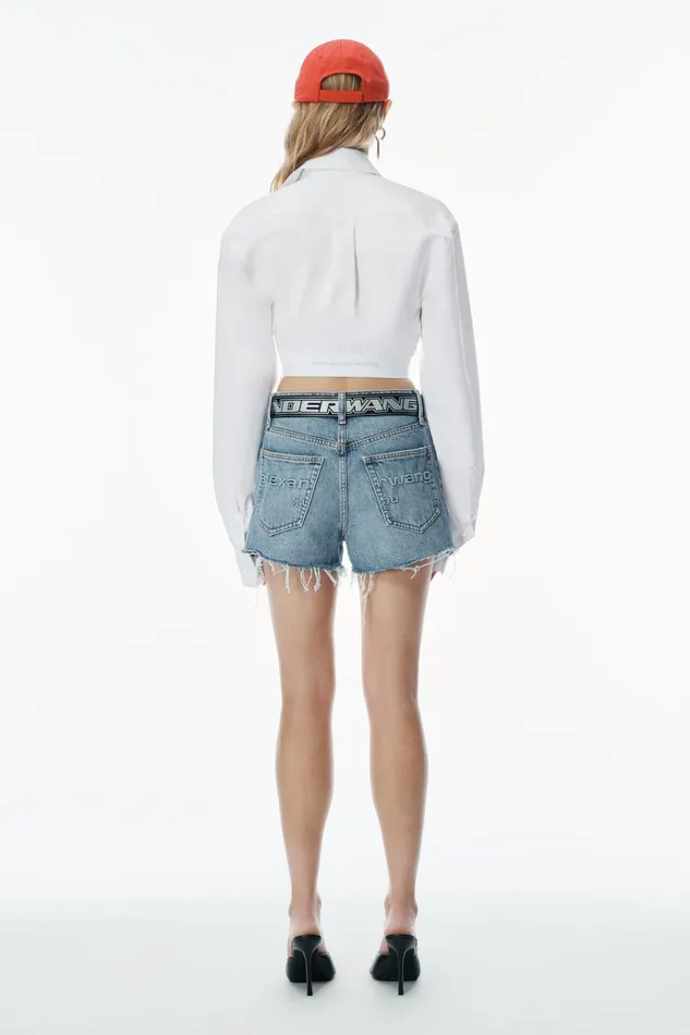 Alexander Wang Tops and Shirts Cropped Shirt In Organic Cotton With Logo Elastic 8211 Women