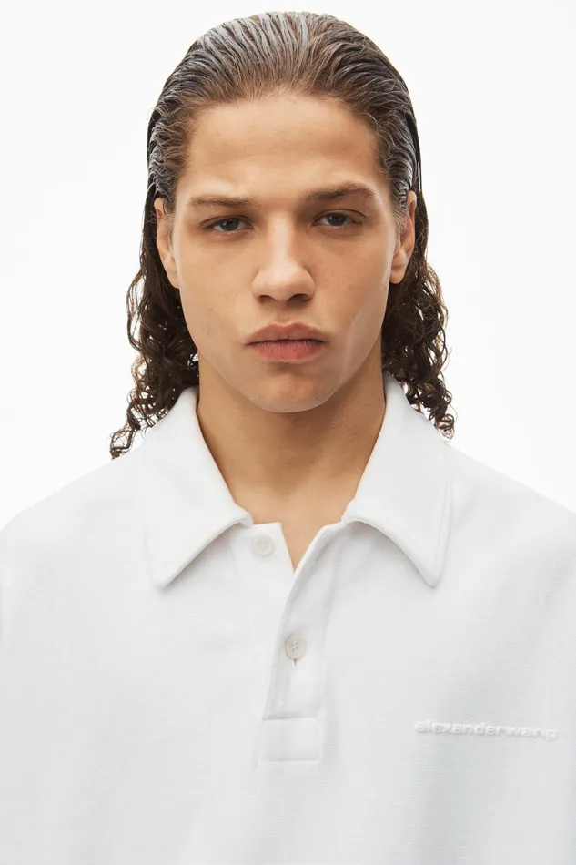Alexander Wang Tops Puffed Logo Oversized Polo Top In Cotton 8211 Men