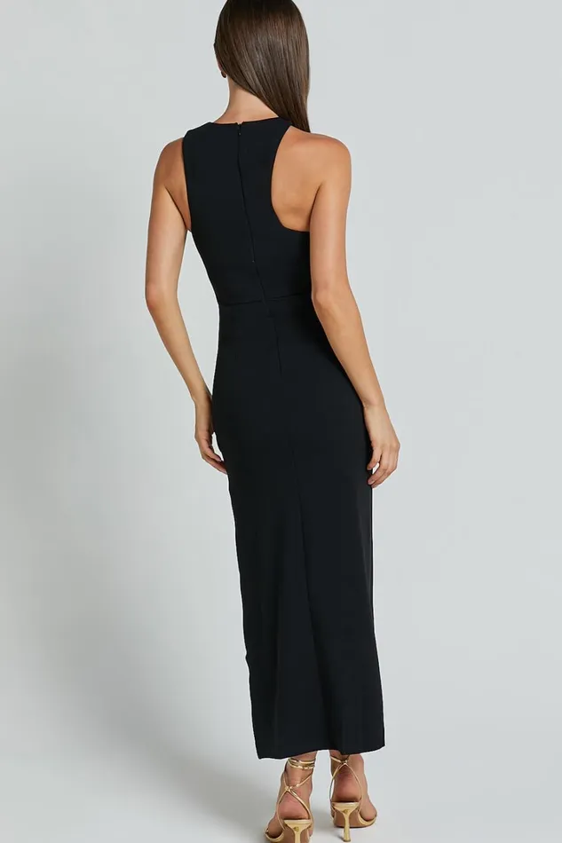 Alexis Midi Dress 8211 Cut Out Detail High Split Dress In Black Women Showpo Dresses