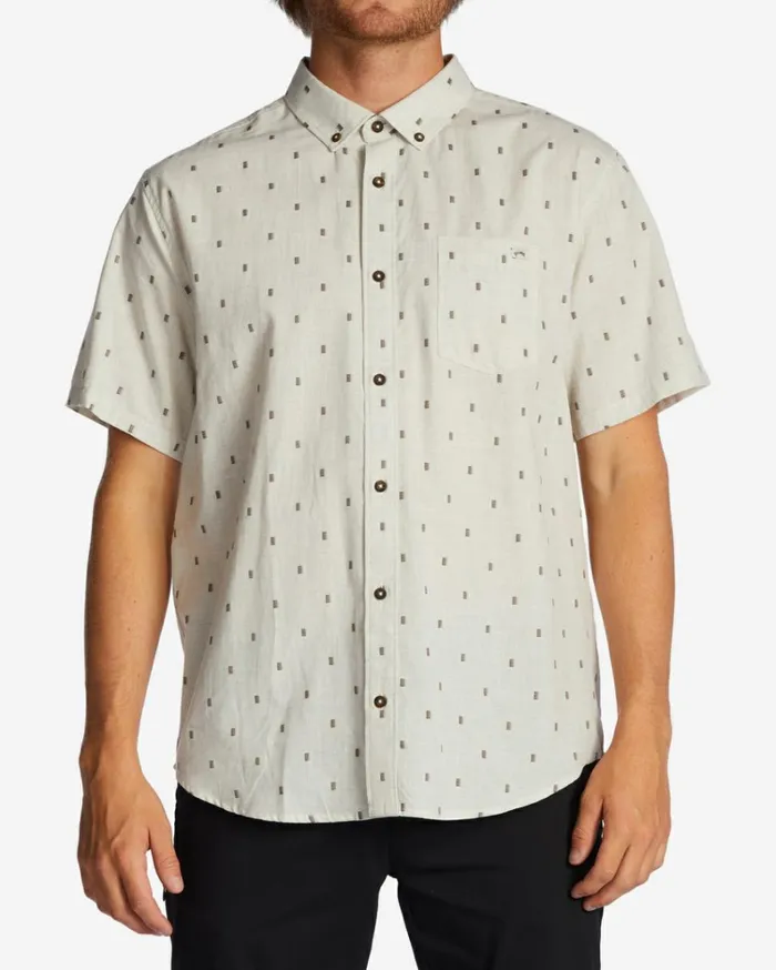 All Day Jacquard Short Sleeve Shirt Cream Men Billabong Shirts