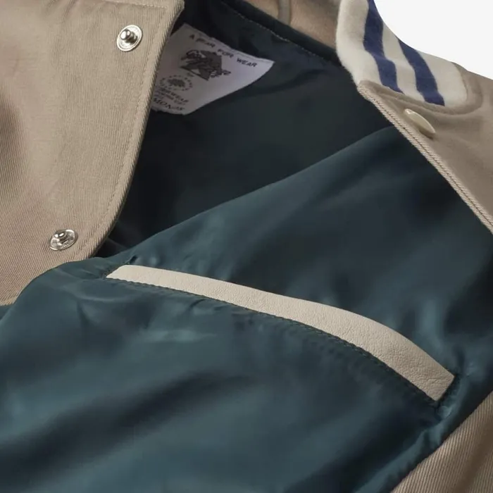 Allen Edmonds Dean Varsity Jacket By Golden Bear Khaki Men Outerwear