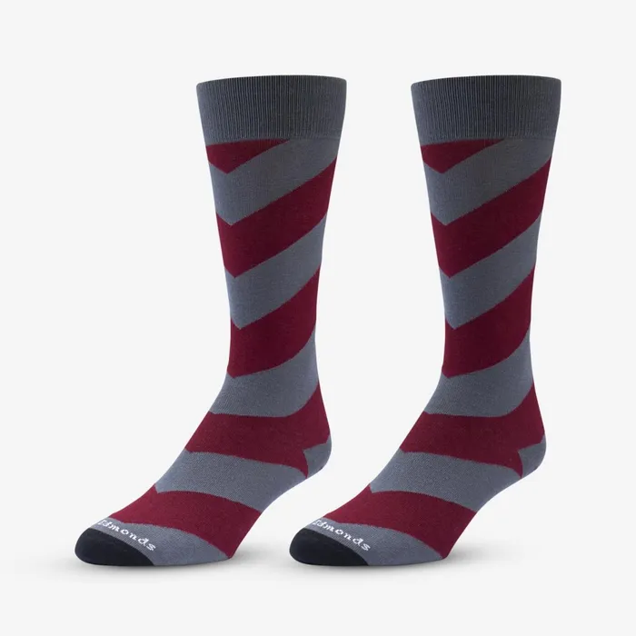 Allen Edmonds Diagonal Stripe Sock Winegrey Men Socks