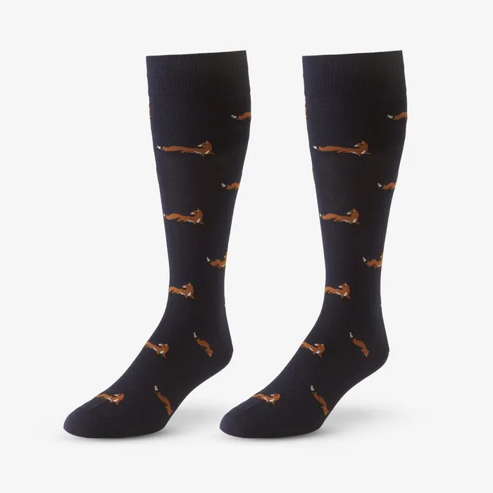 Allen Edmonds Fox Pattern Dress Socks Navy Men Socks