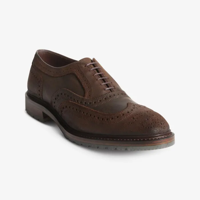 Allen Edmonds McTavish Oxford Wingtip Waxed Suede Dress Shoe Brown Waxed Suede Men Weatherproof and Waterproof