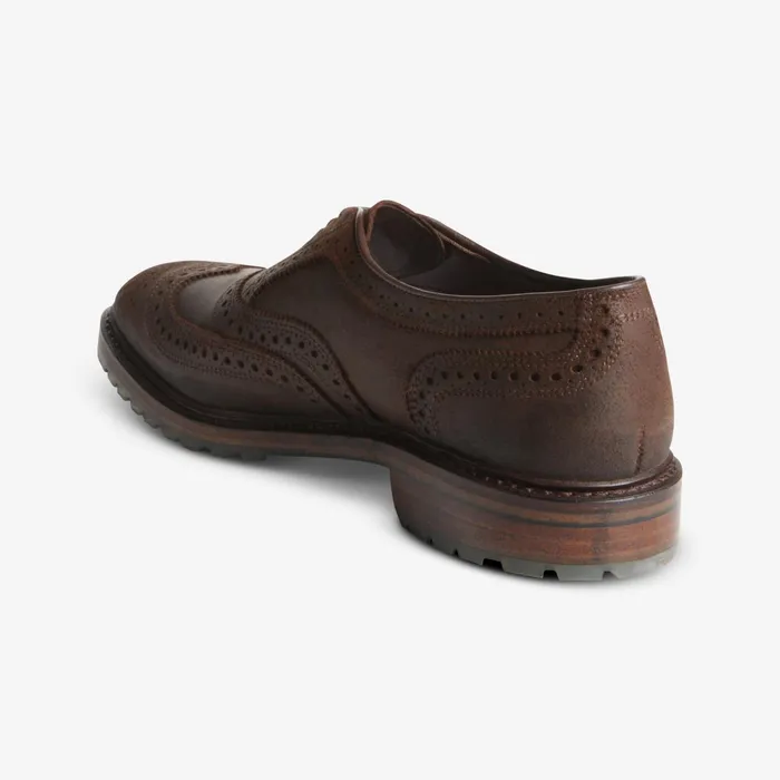 Allen Edmonds McTavish Oxford Wingtip Waxed Suede Dress Shoe Brown Waxed Suede Men Weatherproof and Waterproof