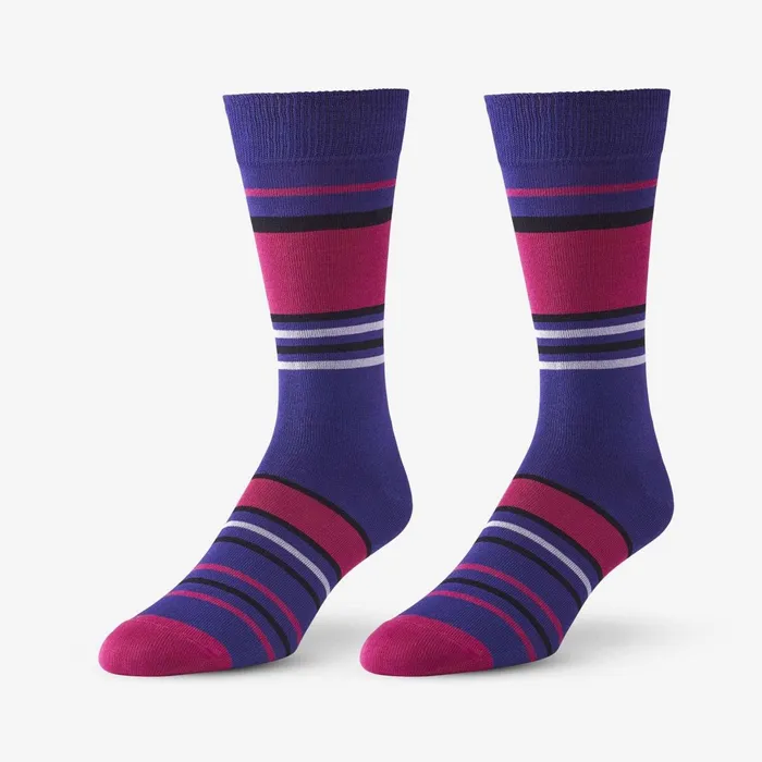 Allen Edmonds MidCalf Pattern Dress Sock Purple Stripe Men Socks