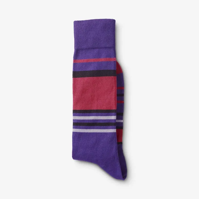 Allen Edmonds MidCalf Pattern Dress Sock Purple Stripe Men Socks