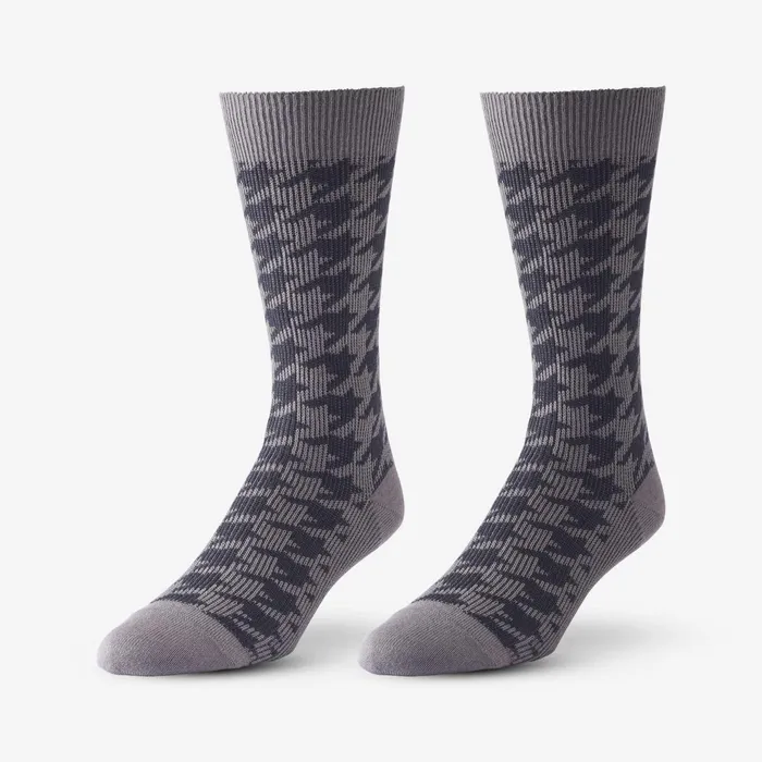 Allen Edmonds MidCalf Pattern Knit Dress Sock Grey Houndstooth Men Socks