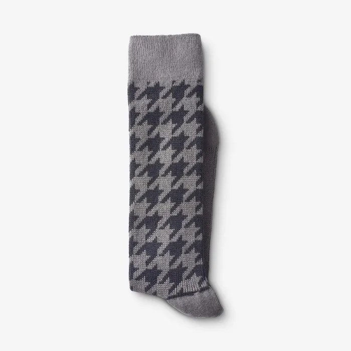 Allen Edmonds MidCalf Pattern Knit Dress Sock Grey Houndstooth Men Socks