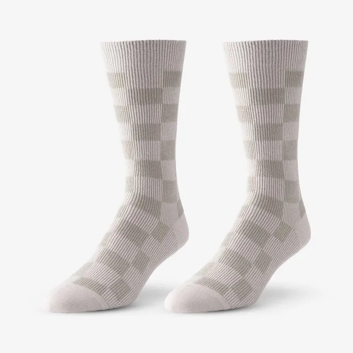 Allen Edmonds MidCalf Pattern Knit Dress Sock Khaki Checker Board Men Socks