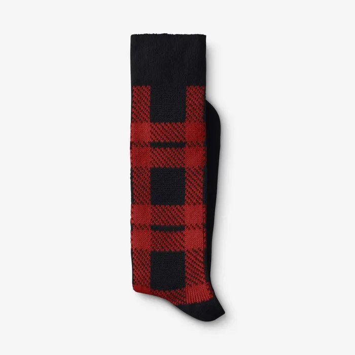 Allen Edmonds MidCalf Pattern Knit Dress Sock Red Buffalo Plaid Men Socks