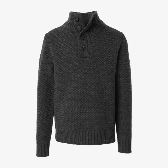 Allen Edmonds Seed Stitch Military Sweater Charcoal Men Shirts and Sweaters