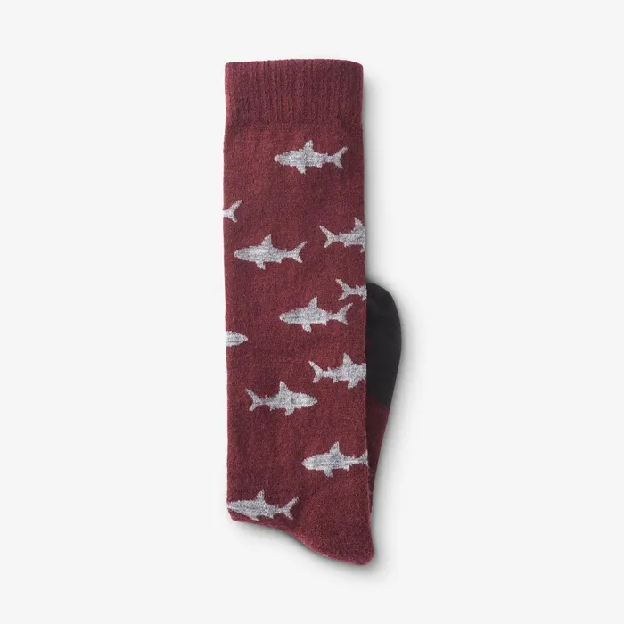 Allen Edmonds Shark Pattern Merino Cool Dress Socks Burgundy Men Socks