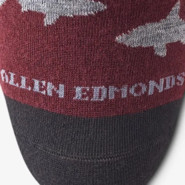 Allen Edmonds Shark Pattern Merino Cool Dress Socks Burgundy Men Socks