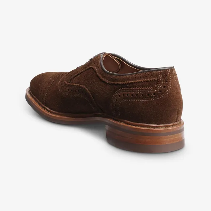 Allen Edmonds Strandmok Suede CapToe Oxford With Dainite Rubber Sole Snuff Brown Men Wide Width Shoes