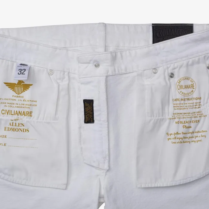 Allen Edmonds Walker Slim Straight Leg Jean In White Wash By Civilianaire White Men Jeans Pants and Shorts