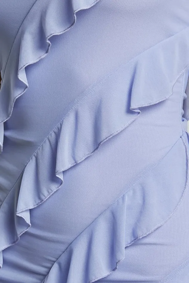 Alyssa Midi Dress 8211 Strapless High Slit Ruffle Detail Dress In Soft Blue Women Showpo Dresses