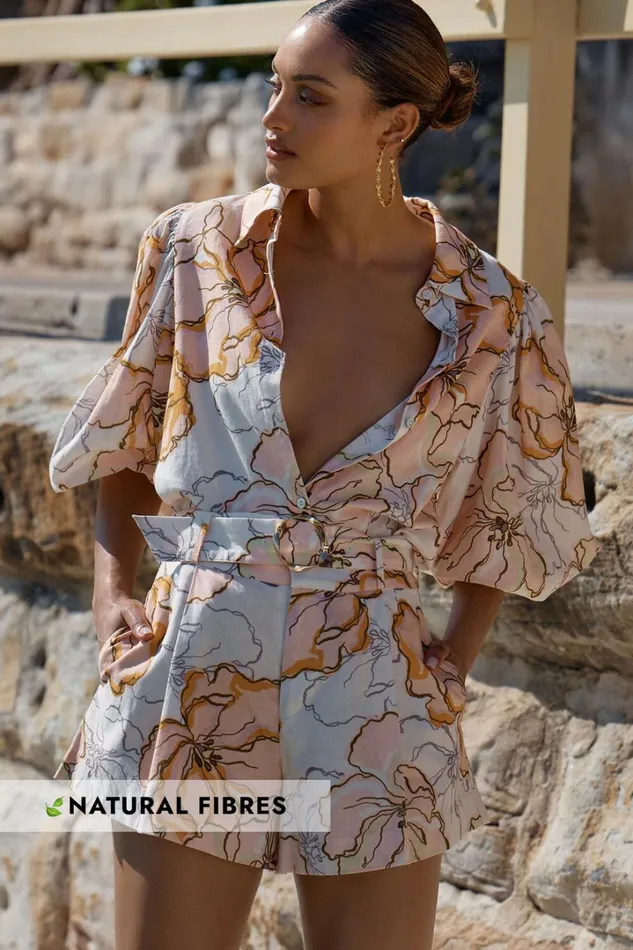 Amalie The Label 8211 Noemie Linen Blend High Waisted Belted Tailored Shorts In Maison Fleur Women Showpo Curve Clothes Amalie The Label 8211 Noemie Linen Blend High Waisted Belted Tailored Shorts In Maison Fleur Women Showpo Curve Clothes