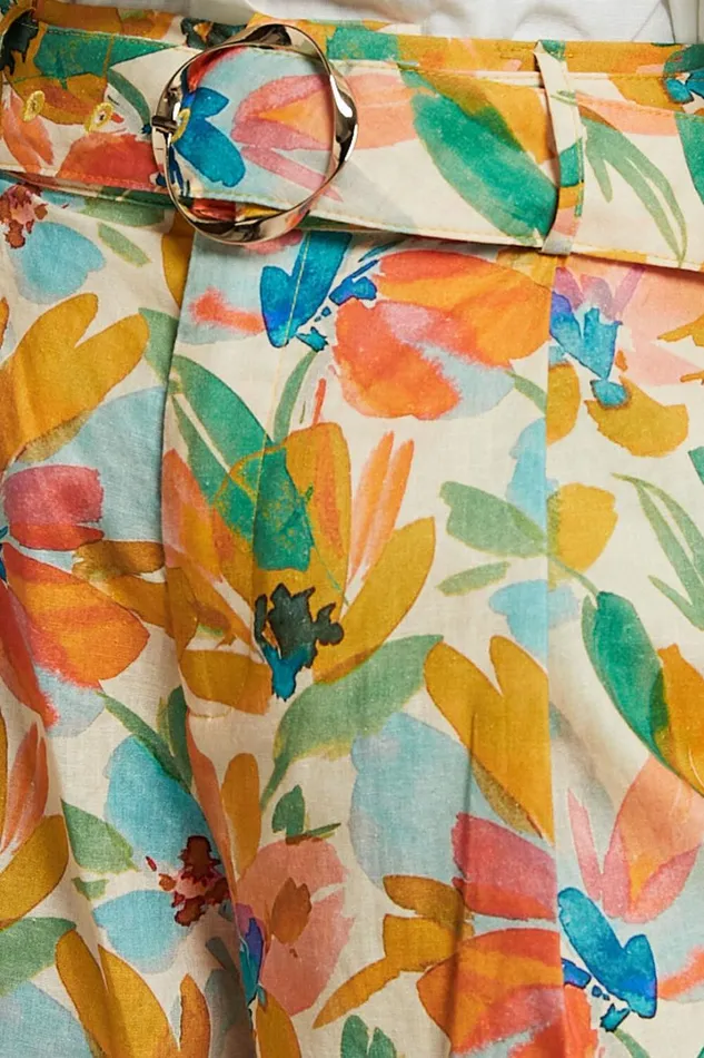 Amalie The Label 8211 Noemie Linen Blend High Waisted Belted Tailored Shorts In Morocco Print Women Showpo Conscious