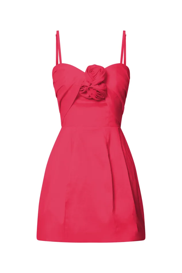 Amberle Mini Dress 8211 Strappy Rosette Detail Bodice Dress In Raspberry Women Showpo Curve Clothes