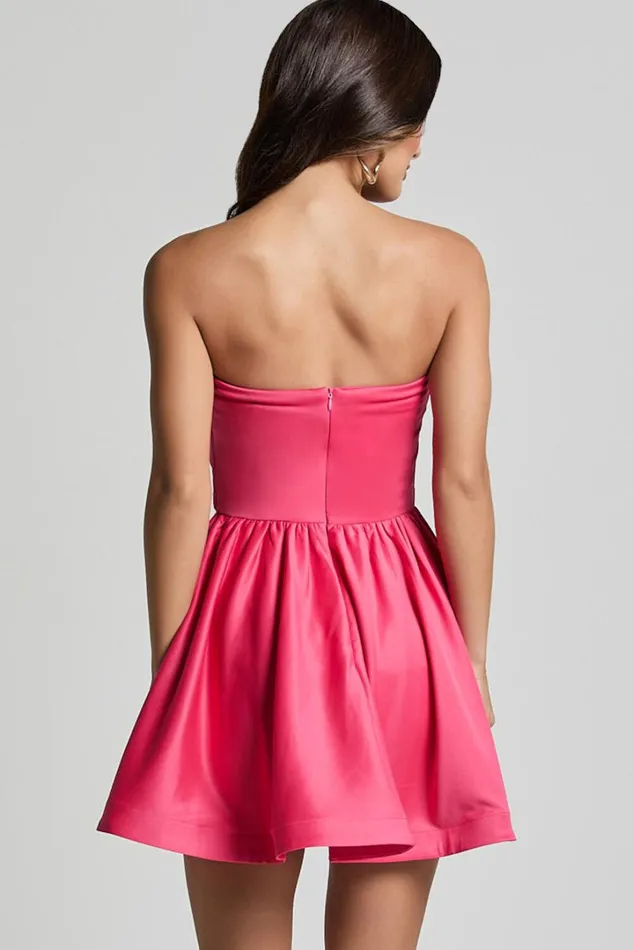 Angeletta Mini Dress 8211 Sweetheart Rosette Detail Fit and Flare In Pink Women Showpo Dresses