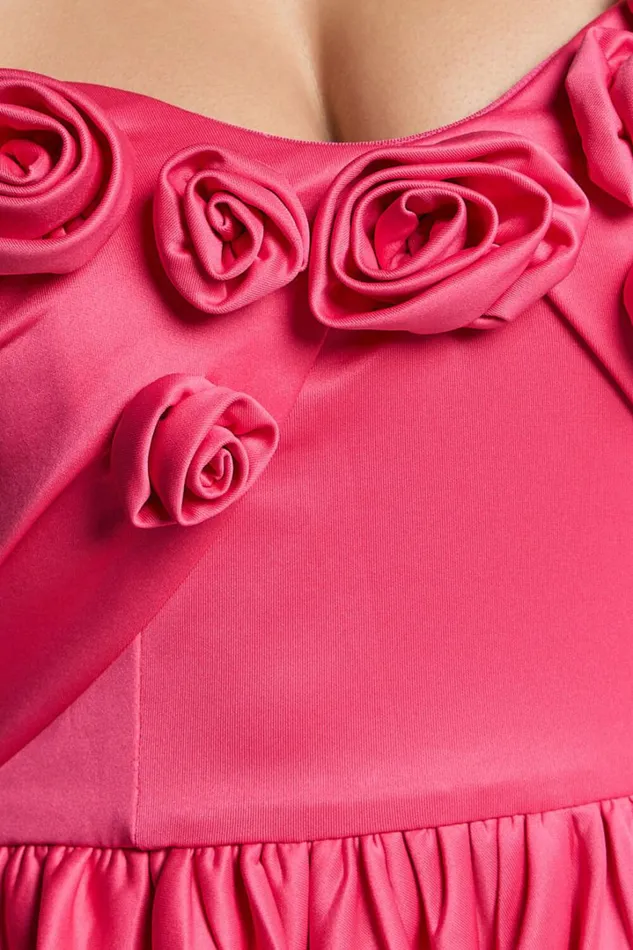 Angeletta Mini Dress 8211 Sweetheart Rosette Detail Fit and Flare In Pink Women Showpo Dresses