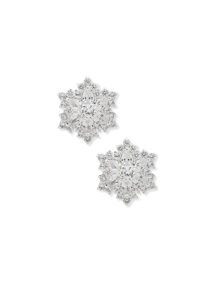 Anne Klein Button Snowflake Pierced Earrings Silver Tone Women Watches 038 Jewelry