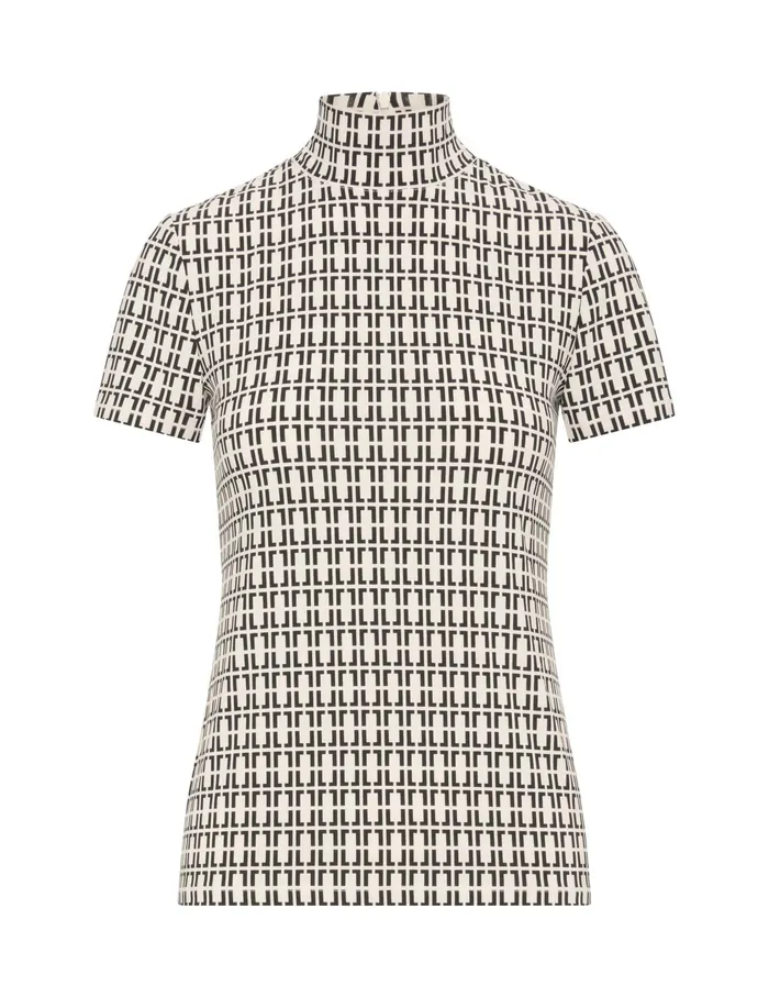 Anne Klein Chainlink Mock Neck Knit Top Anne White Women Clothing