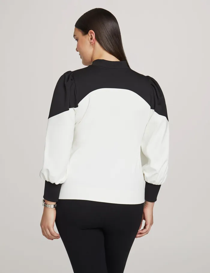 Anne Klein Colorblock Bishop Sleeve Top Anne White Women Clothing