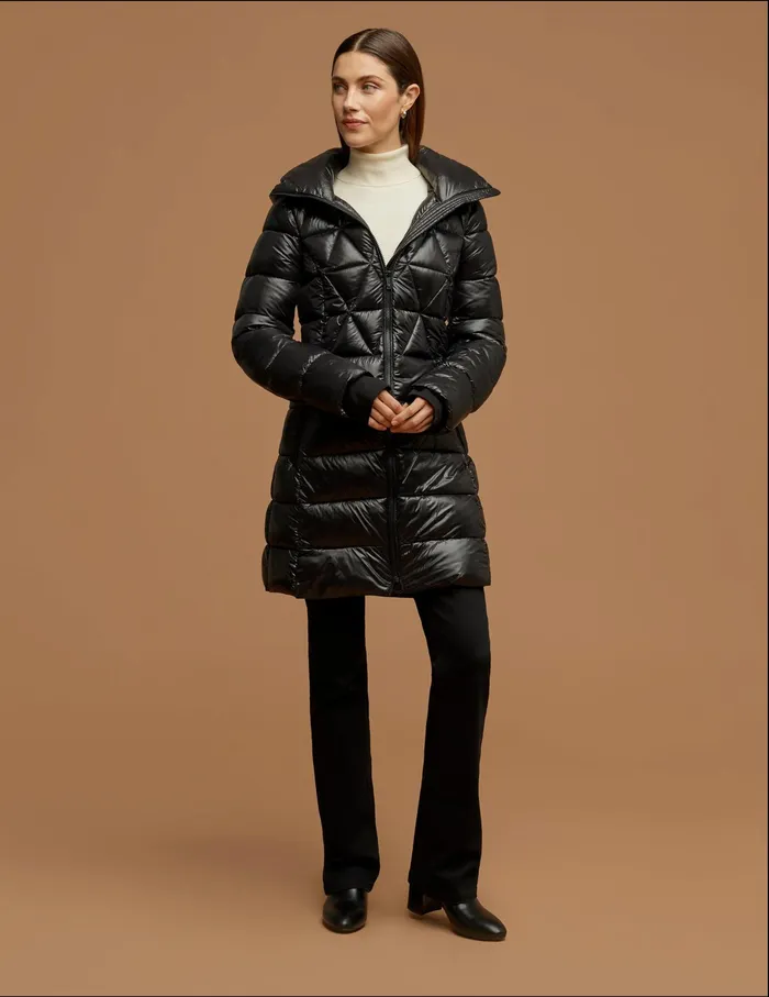 Anne Klein Consider It Lightweight Long Packable Jacket Black Women Clothing