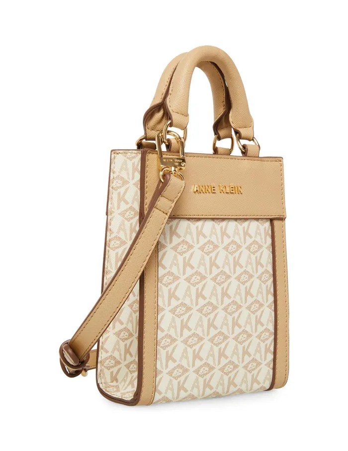 Anne Klein Mini NS AK Cube Logo Crossbody Oatmilkwhite Women Handbags