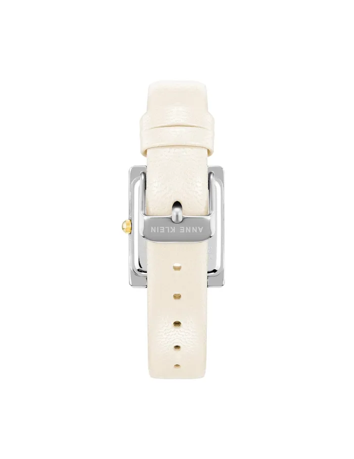 Anne Klein Rectangular Case Leather Band Watch Ivory Women Watches 038 Jewelry