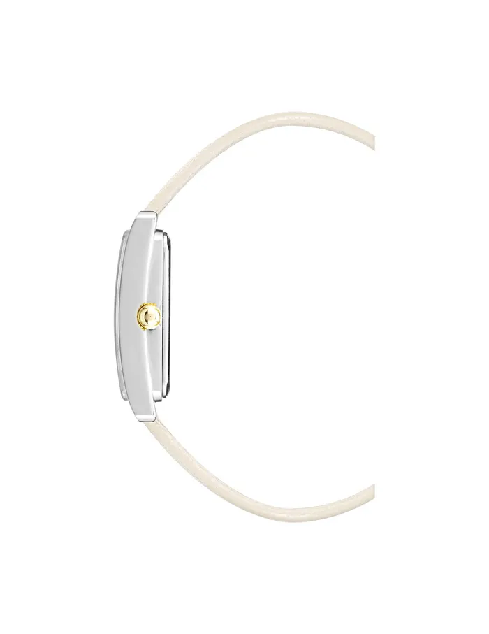 Anne Klein Rectangular Case Leather Band Watch Ivory Women Watches 038 Jewelry