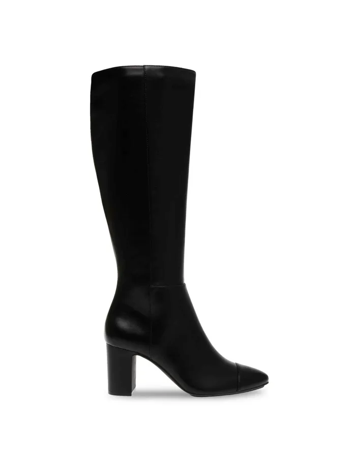 Anne Klein Sawyer Tall Boot Black Smooth Women Shoes