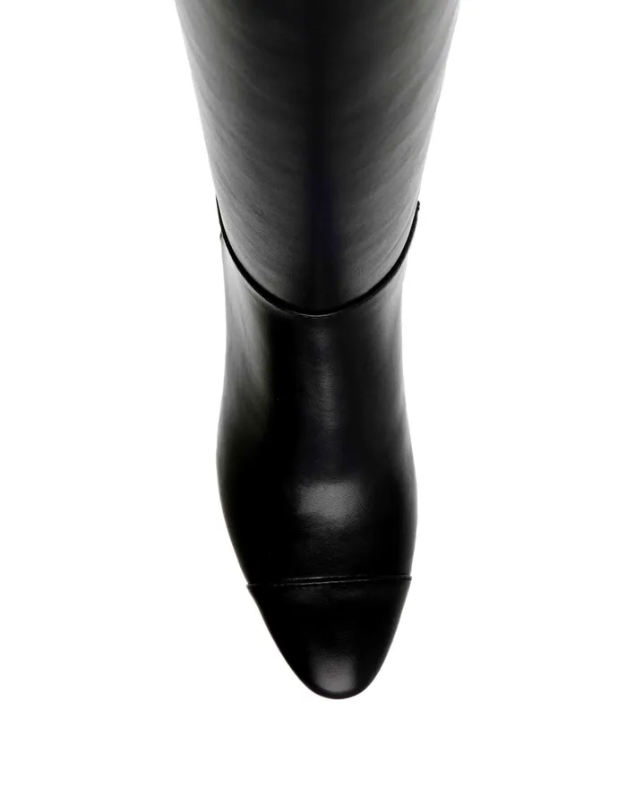 Anne Klein Sawyer Tall Boot Black Smooth Women Shoes