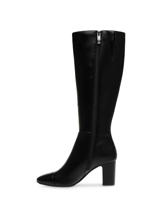 Anne Klein Sawyer Tall Boot Black Smooth Women Shoes