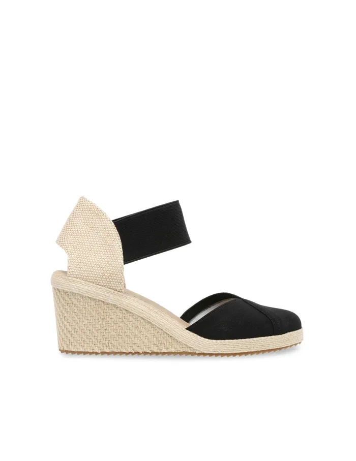Anne Klein Zoey Round Toe Espadrille Wedges Black Women Shoes