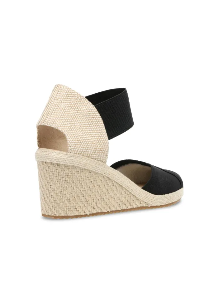 Anne Klein Zoey Round Toe Espadrille Wedges Black Women Shoes