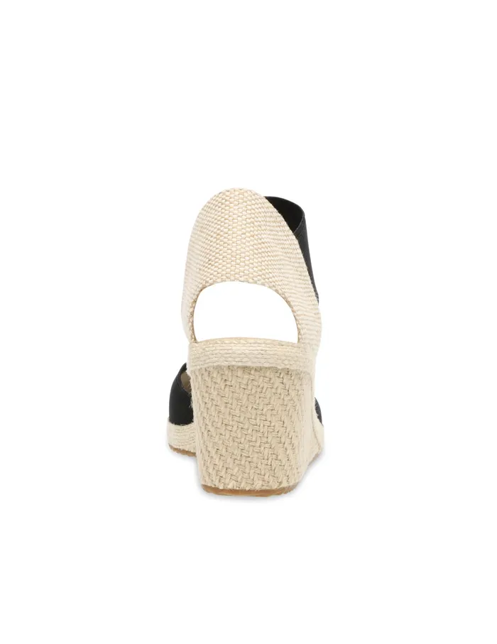 Anne Klein Zoey Round Toe Espadrille Wedges Black Women Shoes
