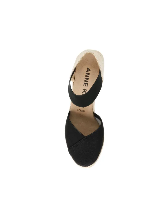 Anne Klein Zoey Round Toe Espadrille Wedges Black Women Shoes