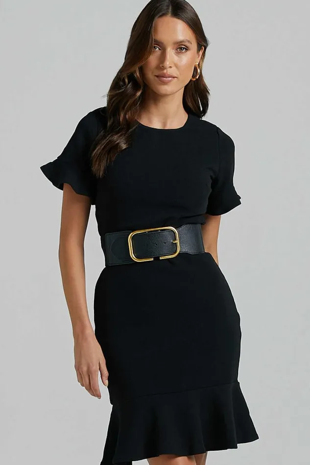 Authority Mini Dress 8211 Peplum Scoop Neck Short Sleeve Frill Dress In Black Women Showpo Curve Clothes Authority Mini Dress 8211 Peplum Scoop Neck Short Sleeve Frill Dress In Black Women Showpo Curve Clothes