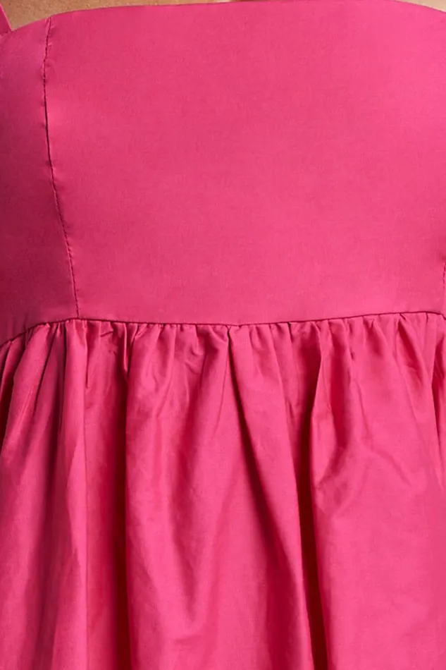 Aveiro Midi Dress 8211 Straight Neck Shoulder Tie High Low Ruffle Hem In Raspberry Women Showpo Curve Clothes