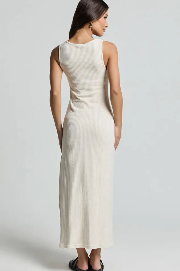 Avery Midi Dress 8211 Scoop Neck Column Dress In Cream Women Showpo Dresses
