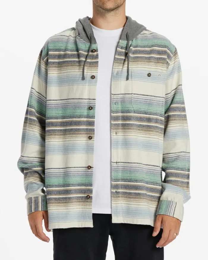 Baja Hooded Flannel Shirt Cream Men Billabong Shirts