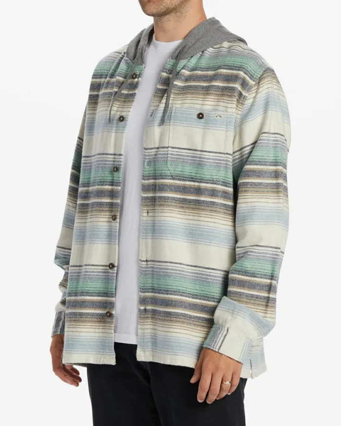 Baja Hooded Flannel Shirt Cream Men Billabong Shirts