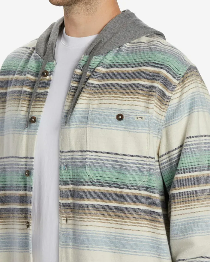 Baja Hooded Flannel Shirt Cream Men Billabong Shirts