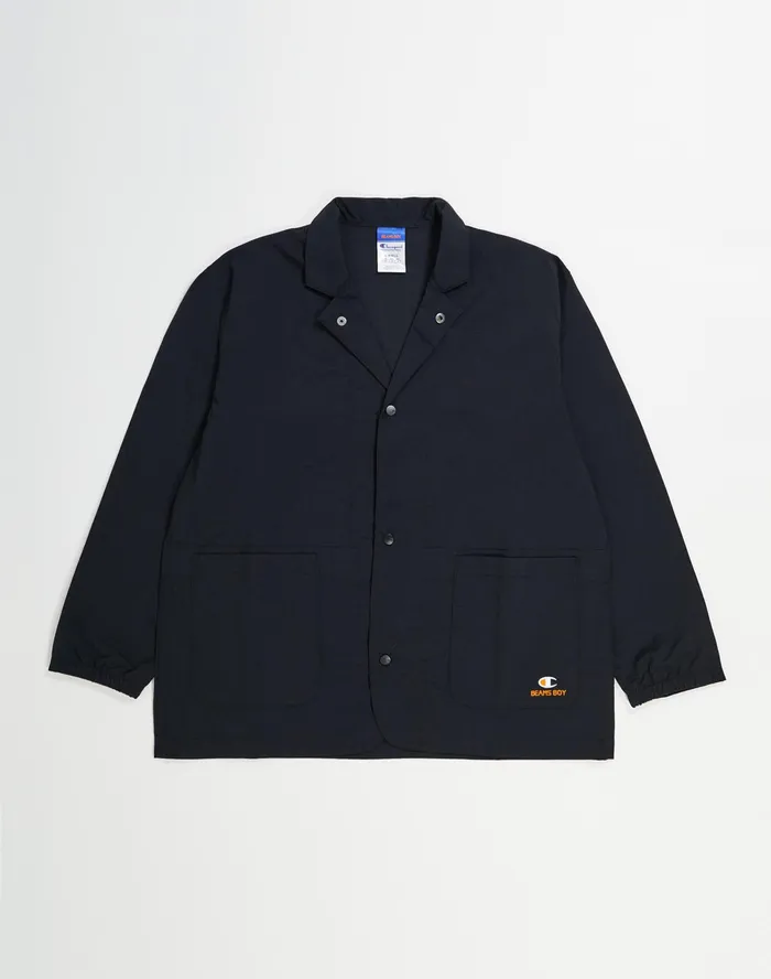 Beams Boy Nylon Blazer C Logo Black Women Champion Jackets